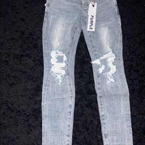 Purple Men's Light Blue Ripped Skinny Jeans